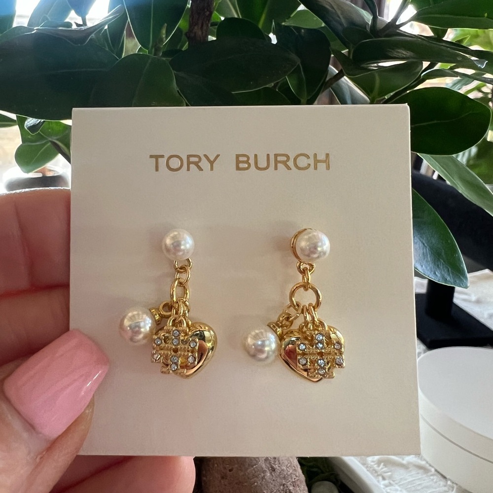 Tory Burch Kira Charm Drop Earrings.